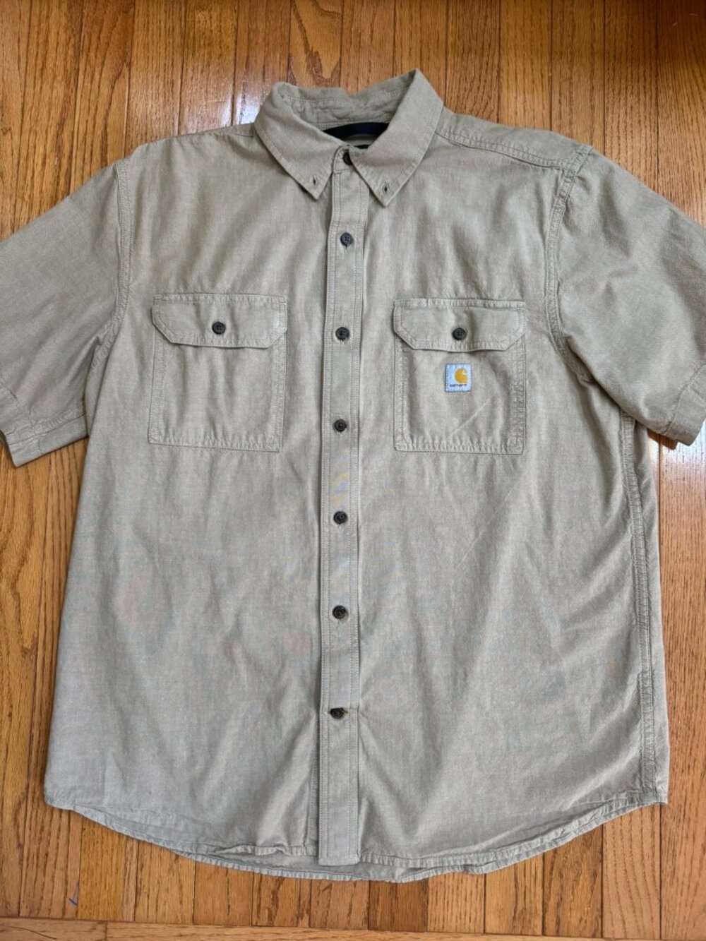 Carhartt Shirt Mens L Tan Loose-Fit Short-Sleeve Work Shirt